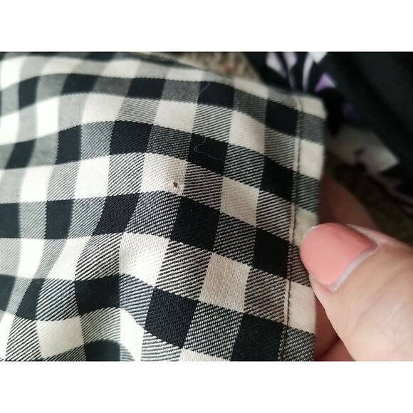 Womens Plus Chaps Blouse Shirt Size 3X Black White Plaid Cotton L/Sleeve - Picture 11 of 11